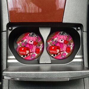Women's Teddy Bear Gift Valentine Design Car Coaster Teddy Bear Gift Set